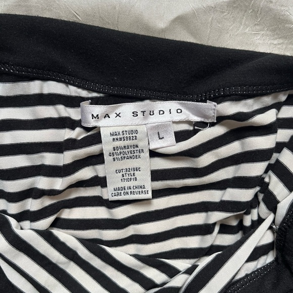 Max Studio Asymmetrical Black and White Striped Skirt - Picture 3 of 4
